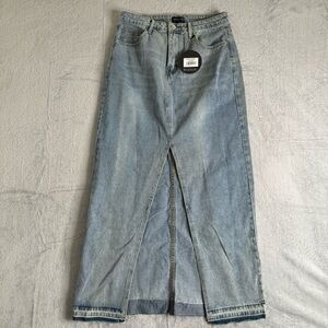 White Fox Boutique Skirt Womens L Blue Denim Maxi 90s Y2K Retro 70s 2K1 Hippie